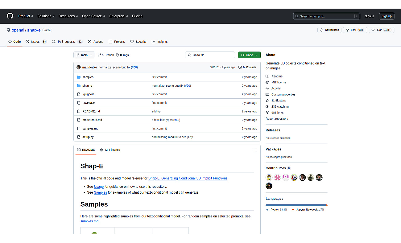 Shap-e screenshot