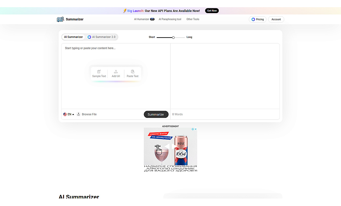 summarizer.org screenshot