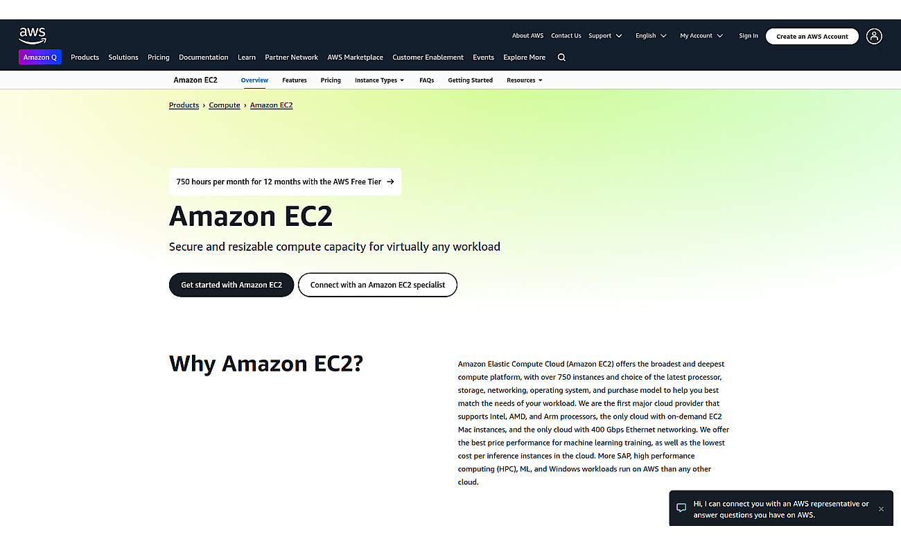 Amazon EC2 screenshot