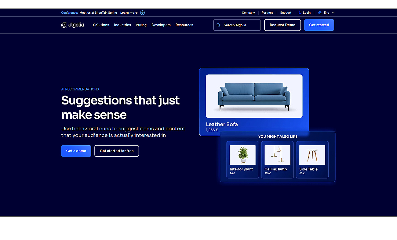 Algolia Recommend screenshot