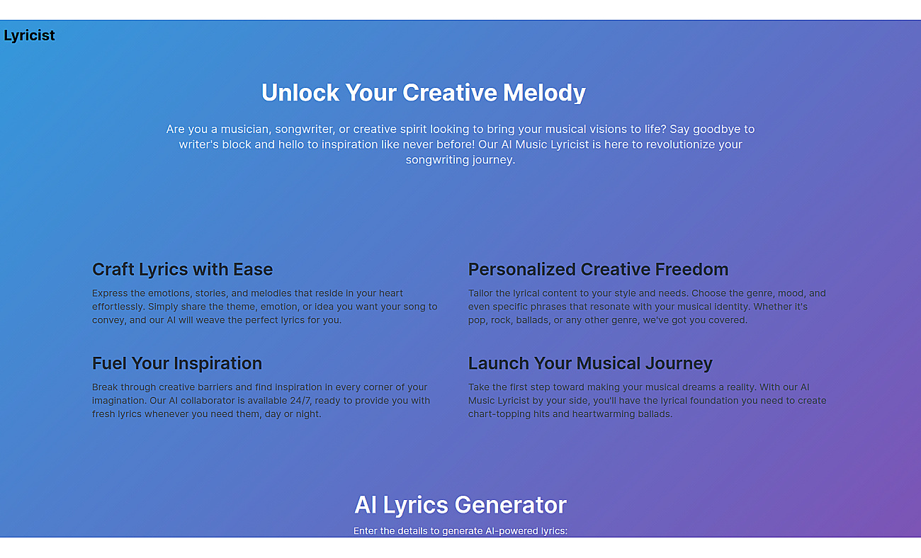 Lyricist screenshot