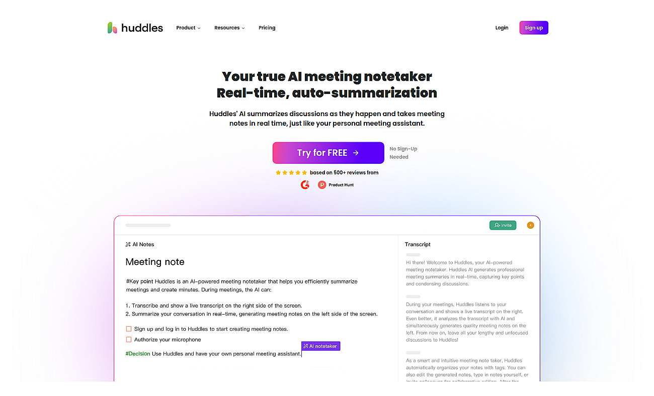 Huddles screenshot