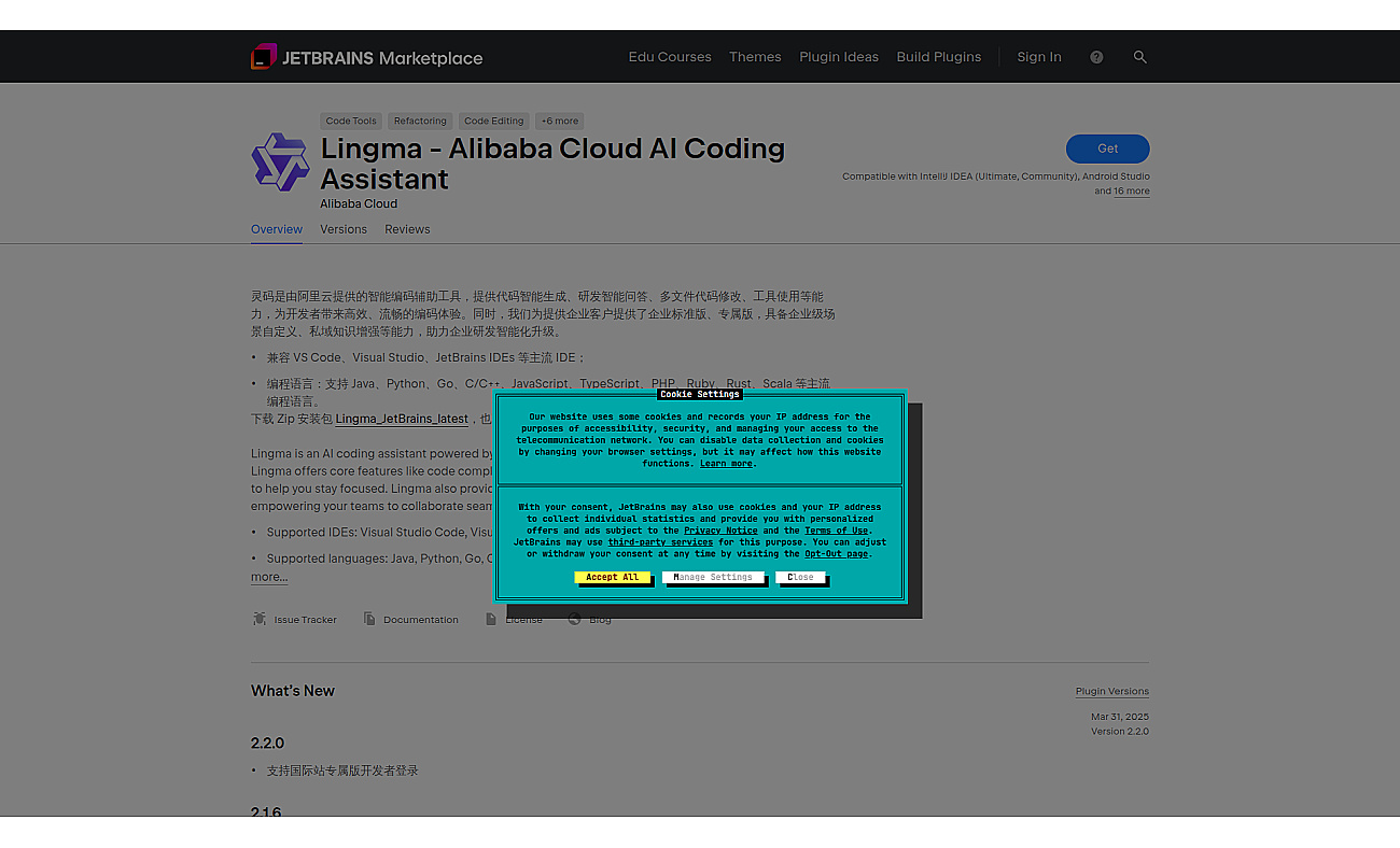 Alibaba Cloud AI Coding Assistant screenshot