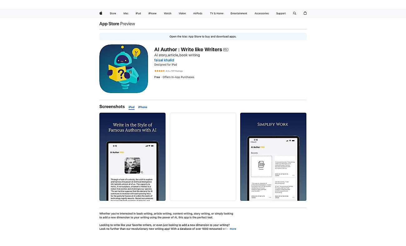 AI Author screenshot
