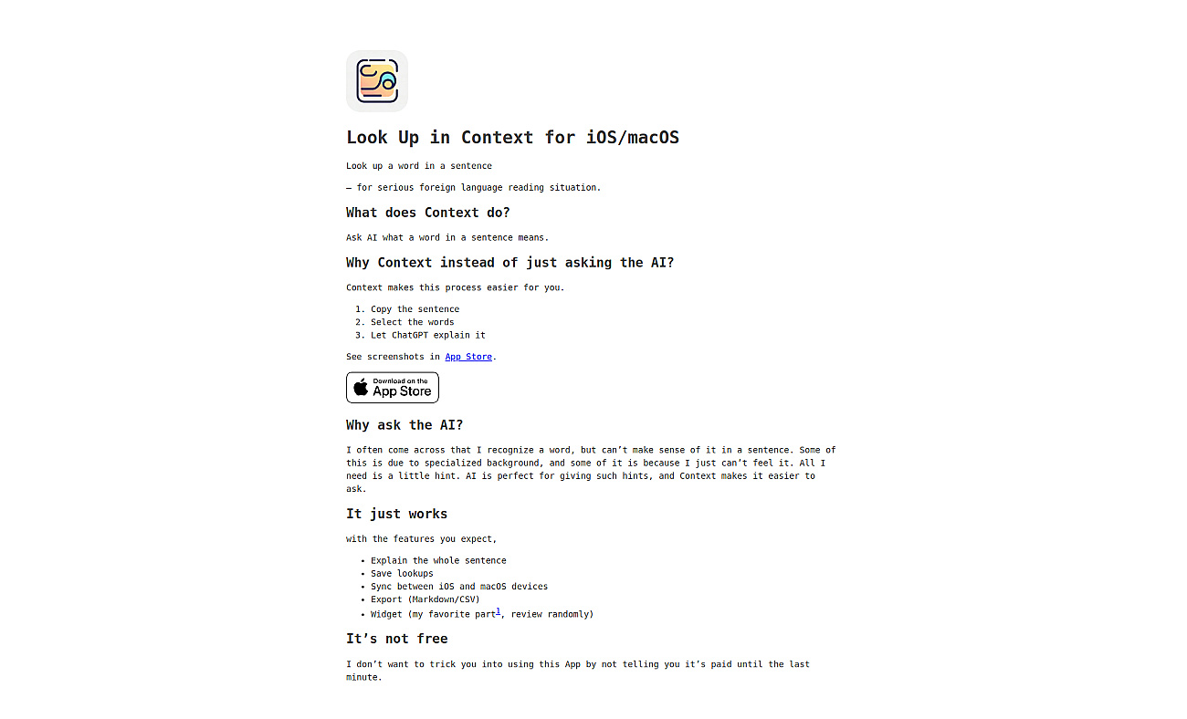 Context Word Lookup screenshot