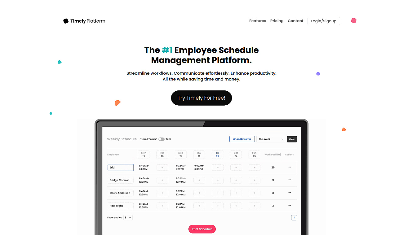 Timely Platform screenshot