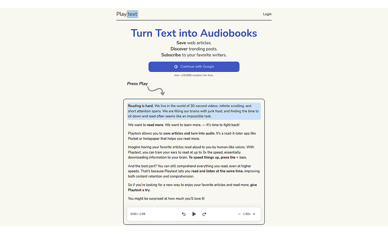 PlayText screenshot