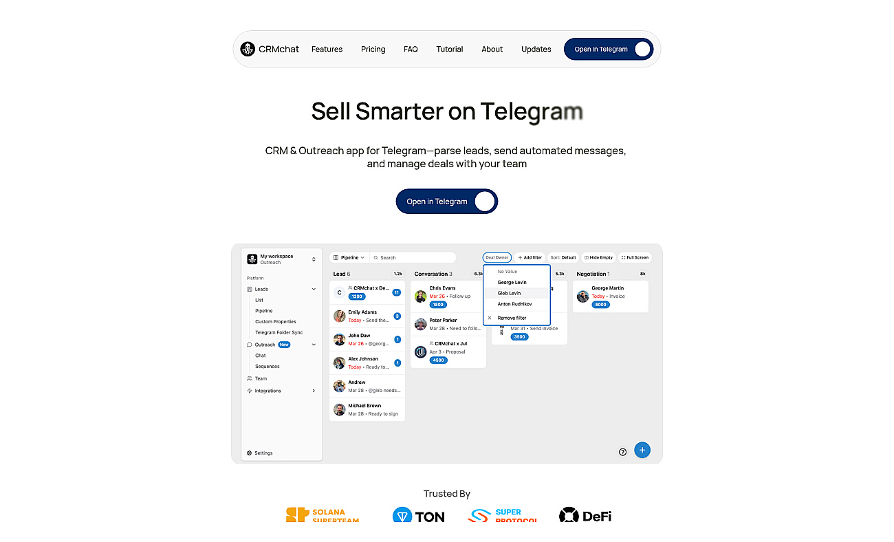 CRM Chat screenshot