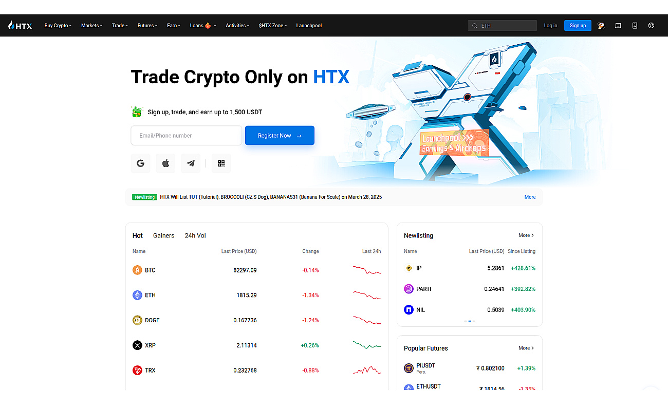 Huobi Exchange screenshot