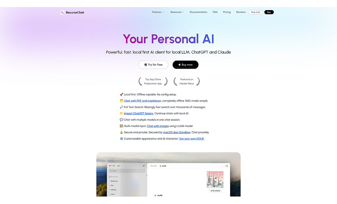 Recursechat screenshot