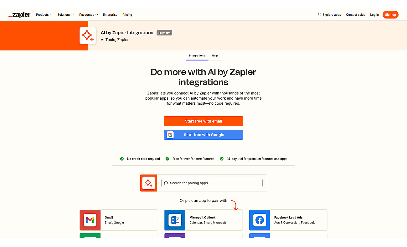 Zapier AI Integrations screenshot
