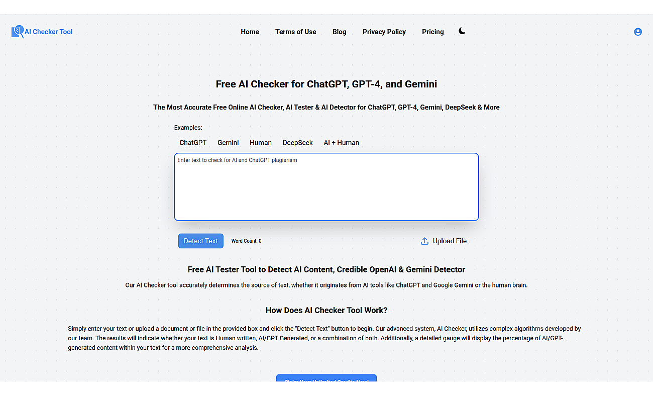 AI Checker Tool screenshot