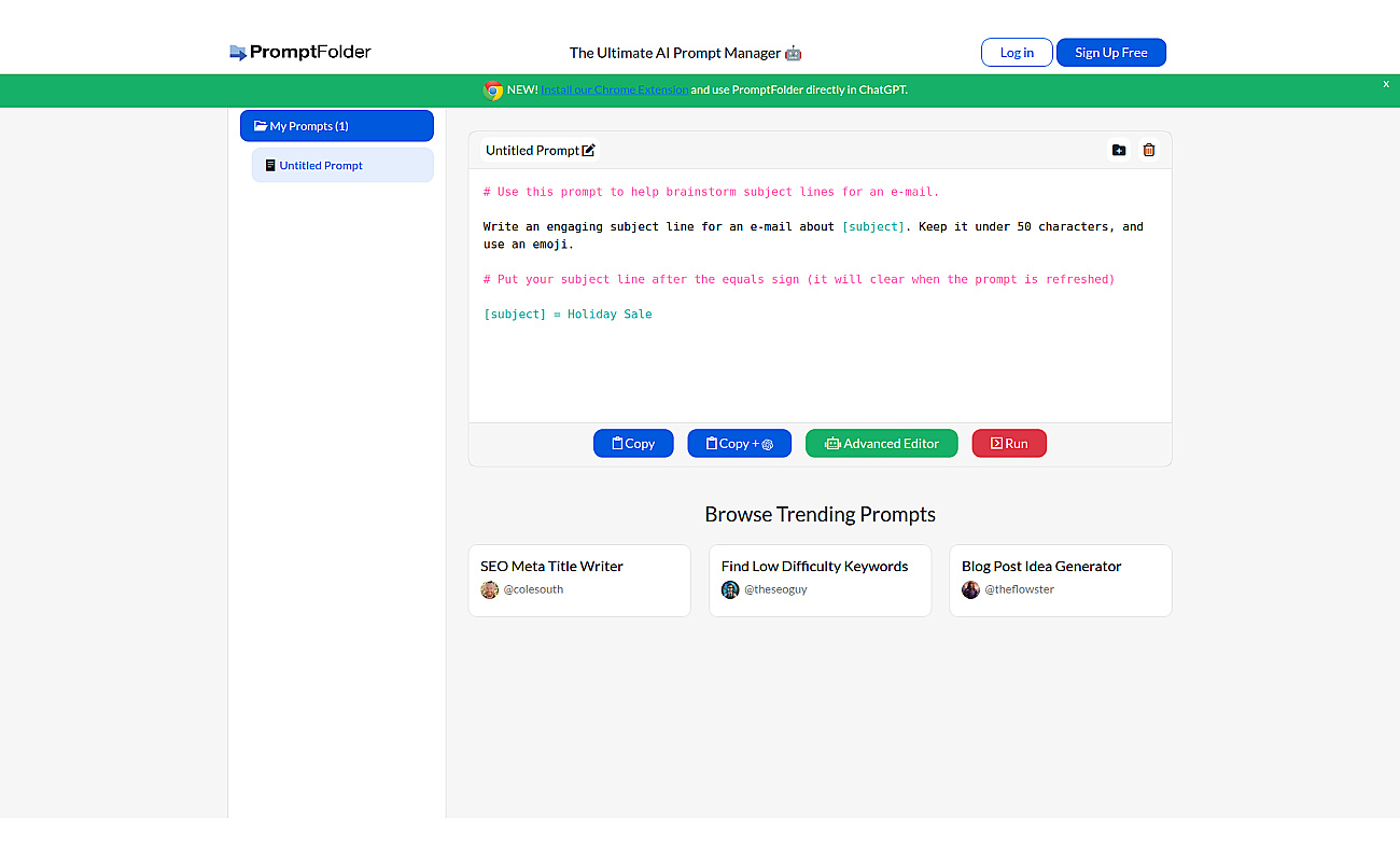 PromptFolder screenshot