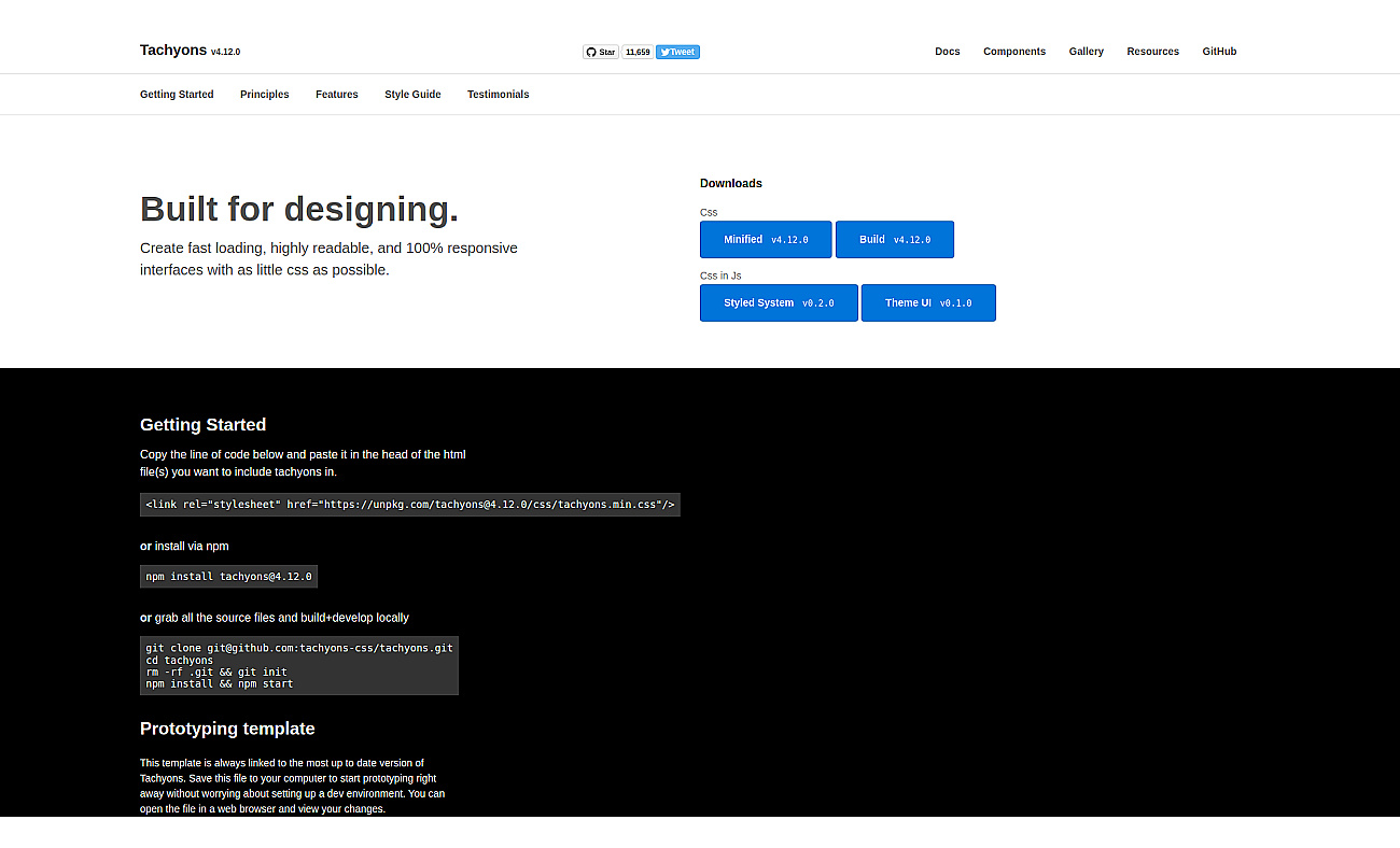 Tachyons CSS screenshot