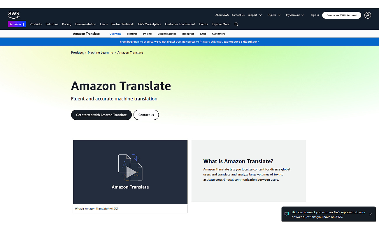 AWS Translate screenshot
