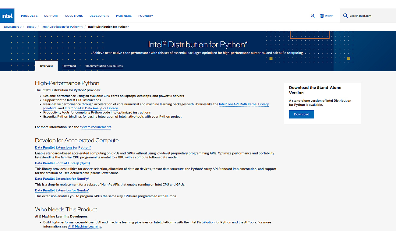 Intel® Distribution For Python screenshot