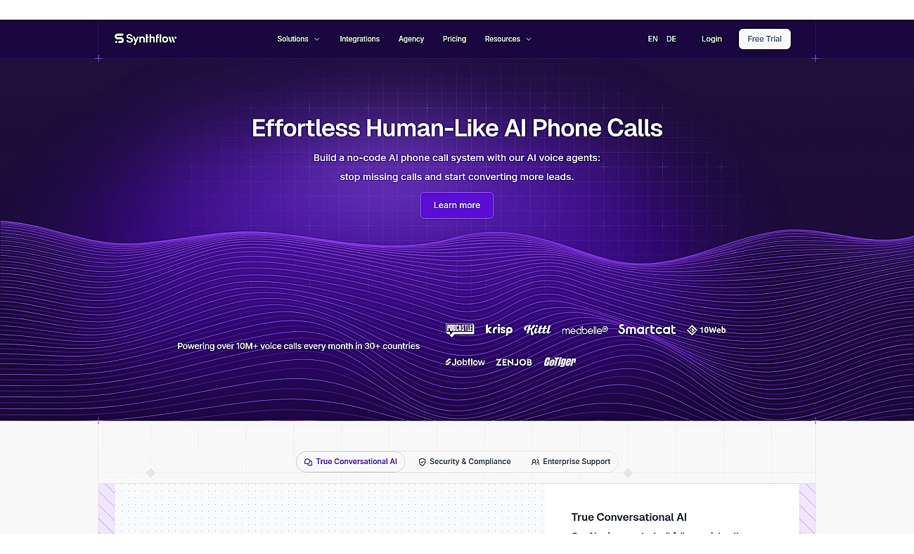 Synthflow.ai screenshot