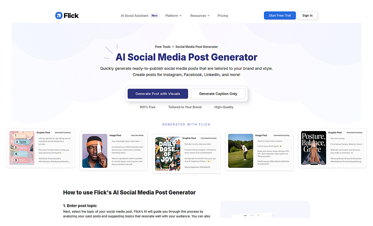 Social Media Post Generator by Flick screenshot