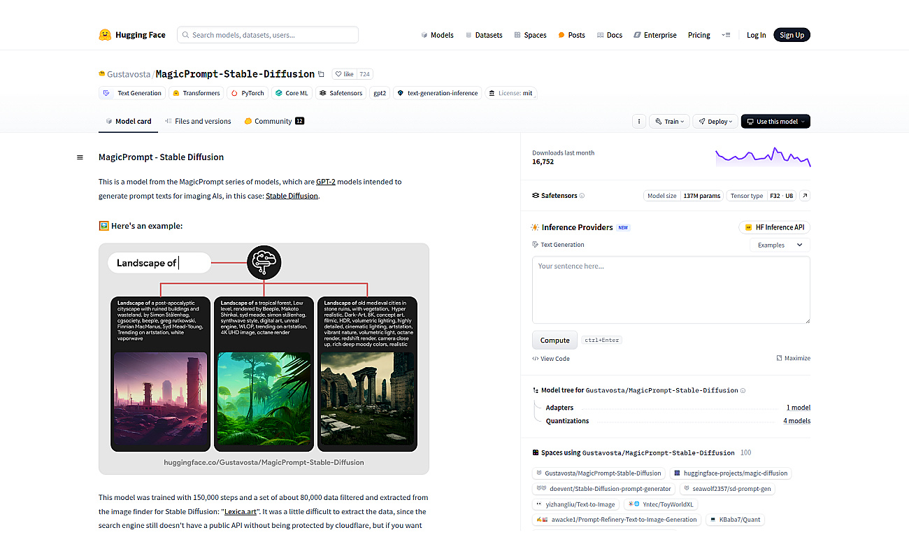 Magic Prompt Stable Diffusion screenshot