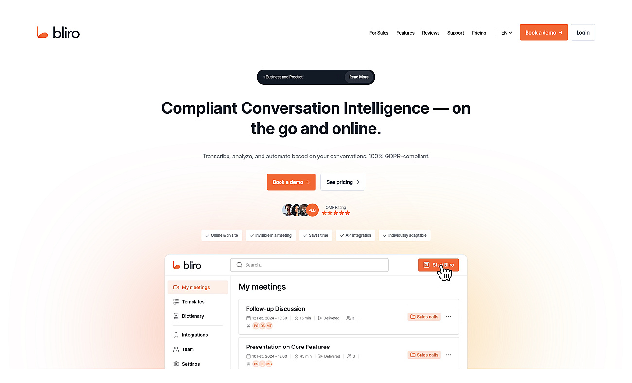 Bliro -  AI Meeting Assistant screenshot