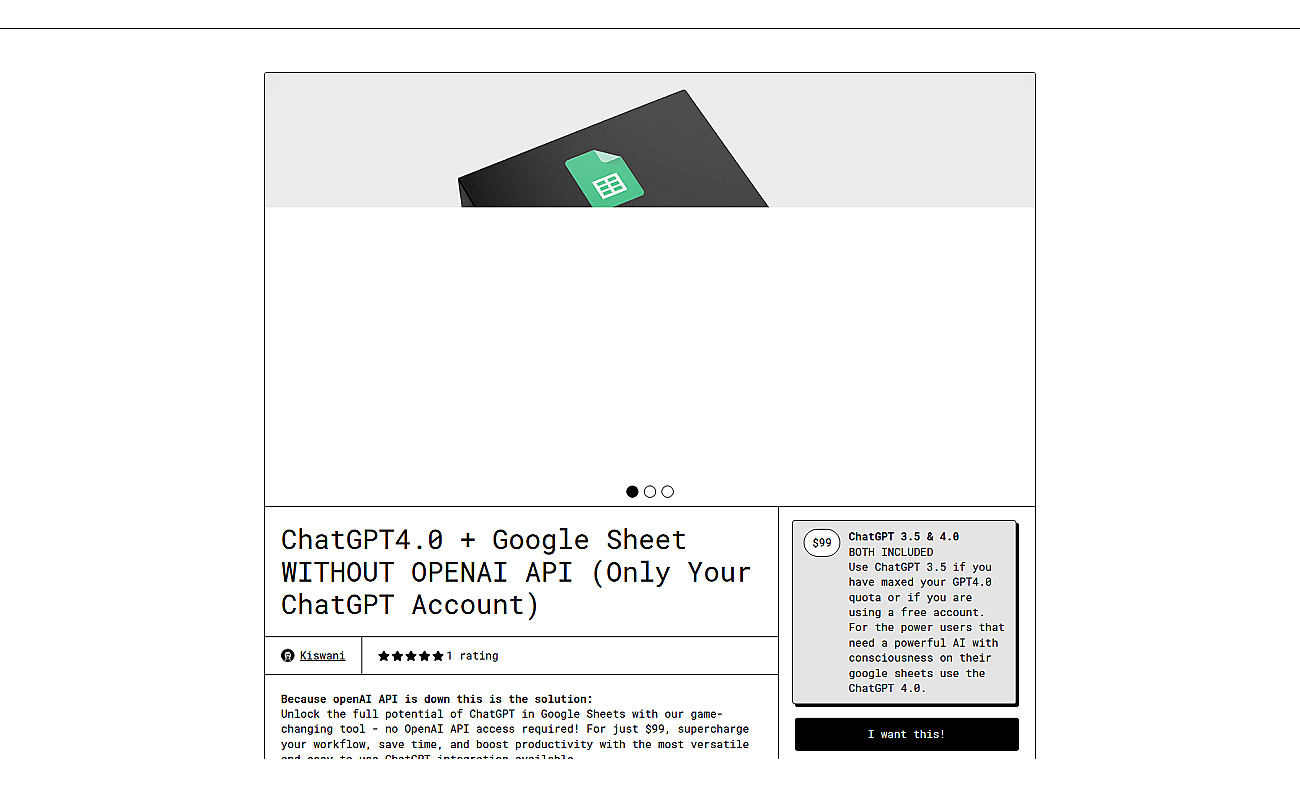 ChatGPT+ Google Sheet screenshot