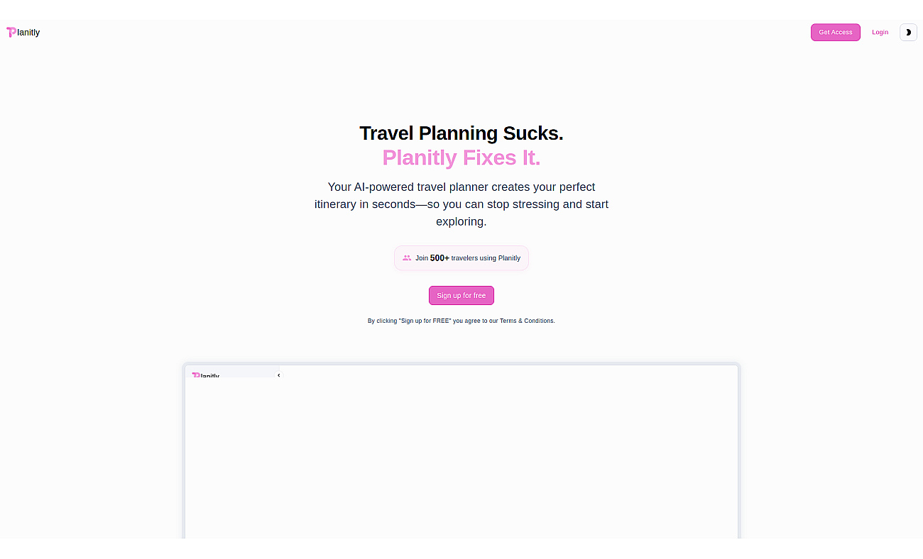 Planitly screenshot