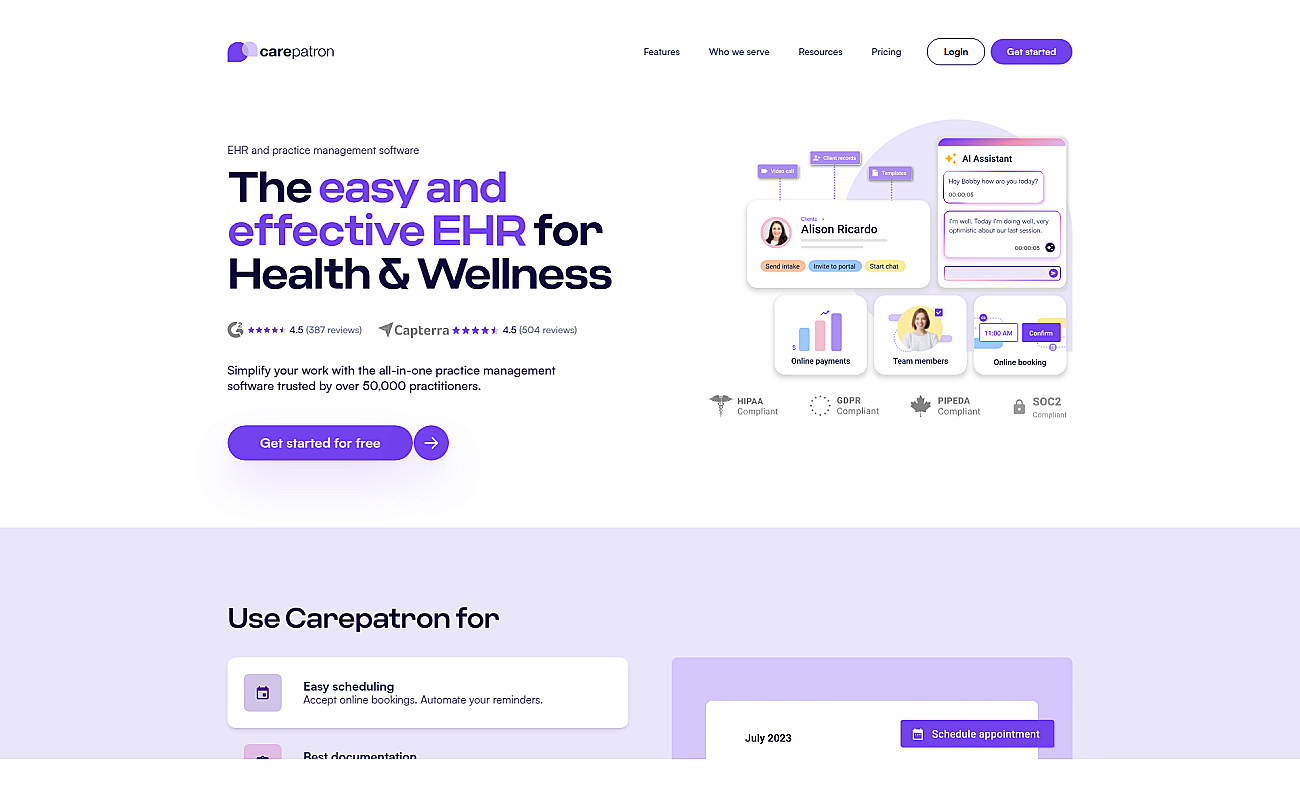 Carepatron screenshot