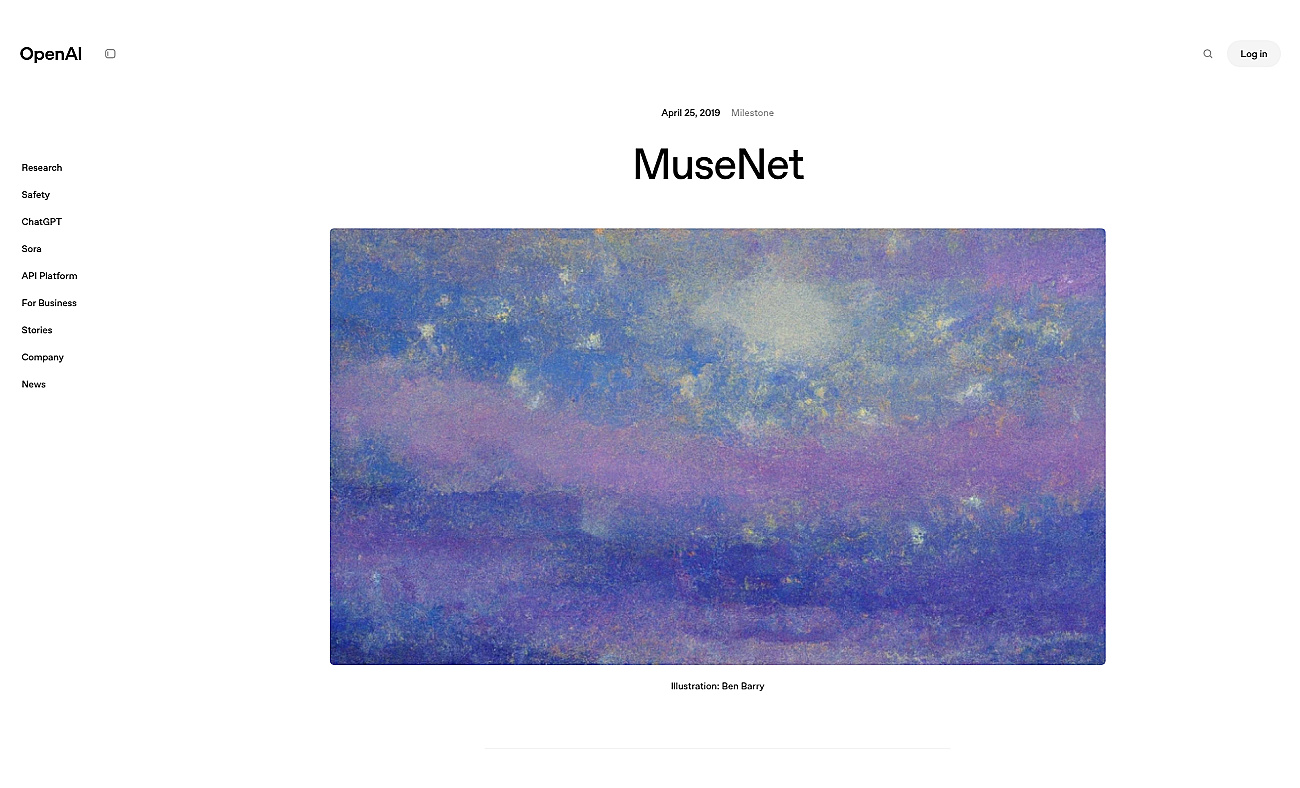 OpenAI MuseNet screenshot