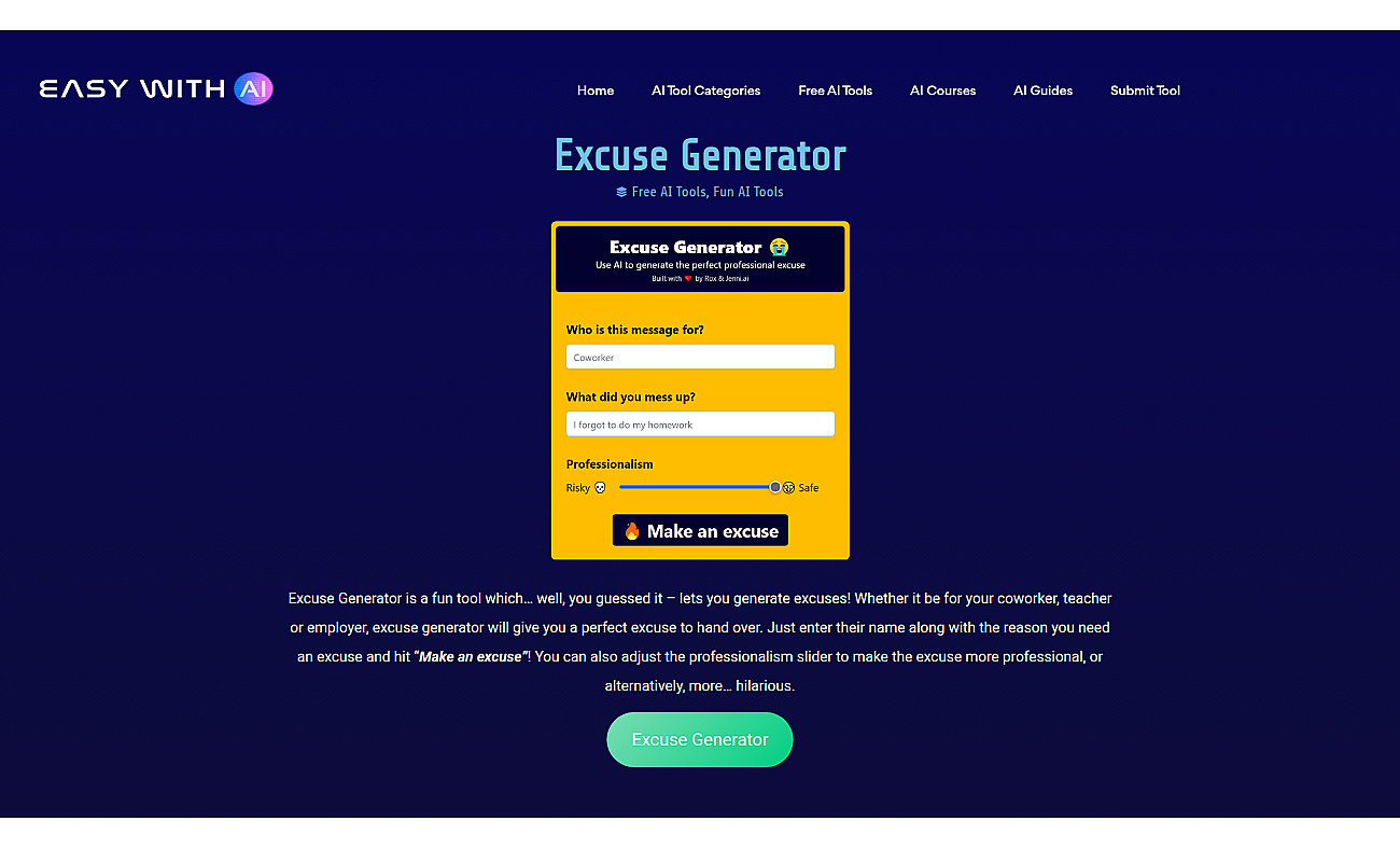 Excuse Generator screenshot