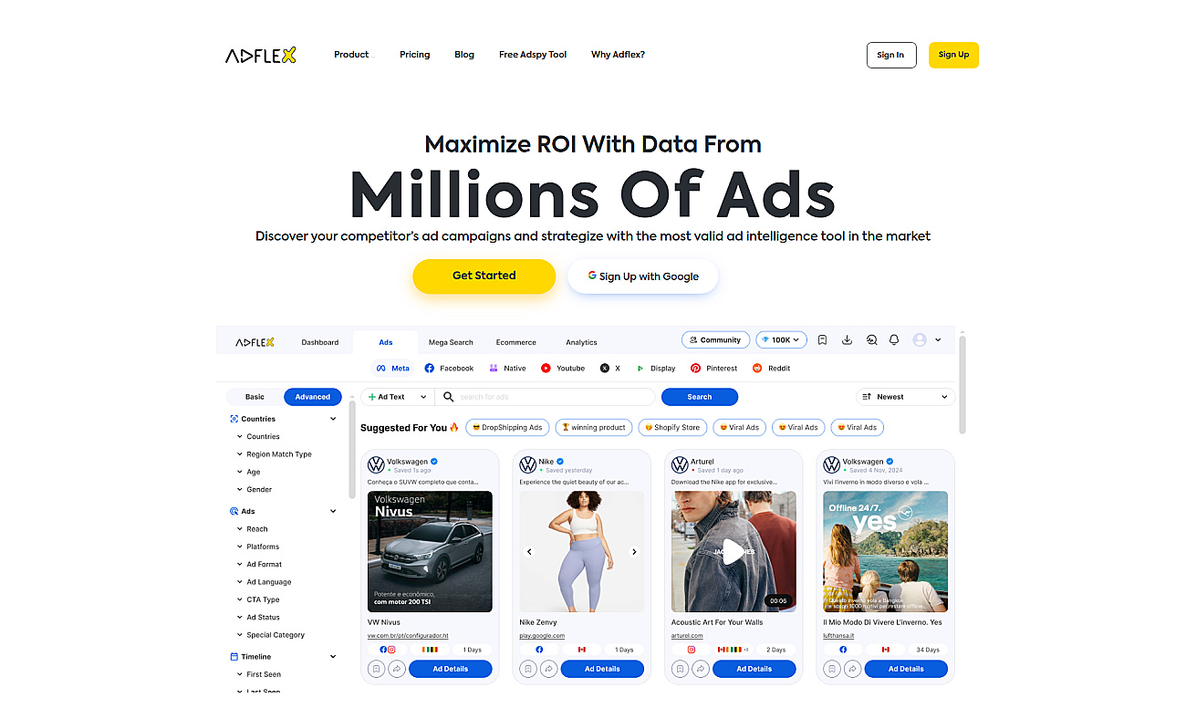 Adflex Ad Intelligence screenshot