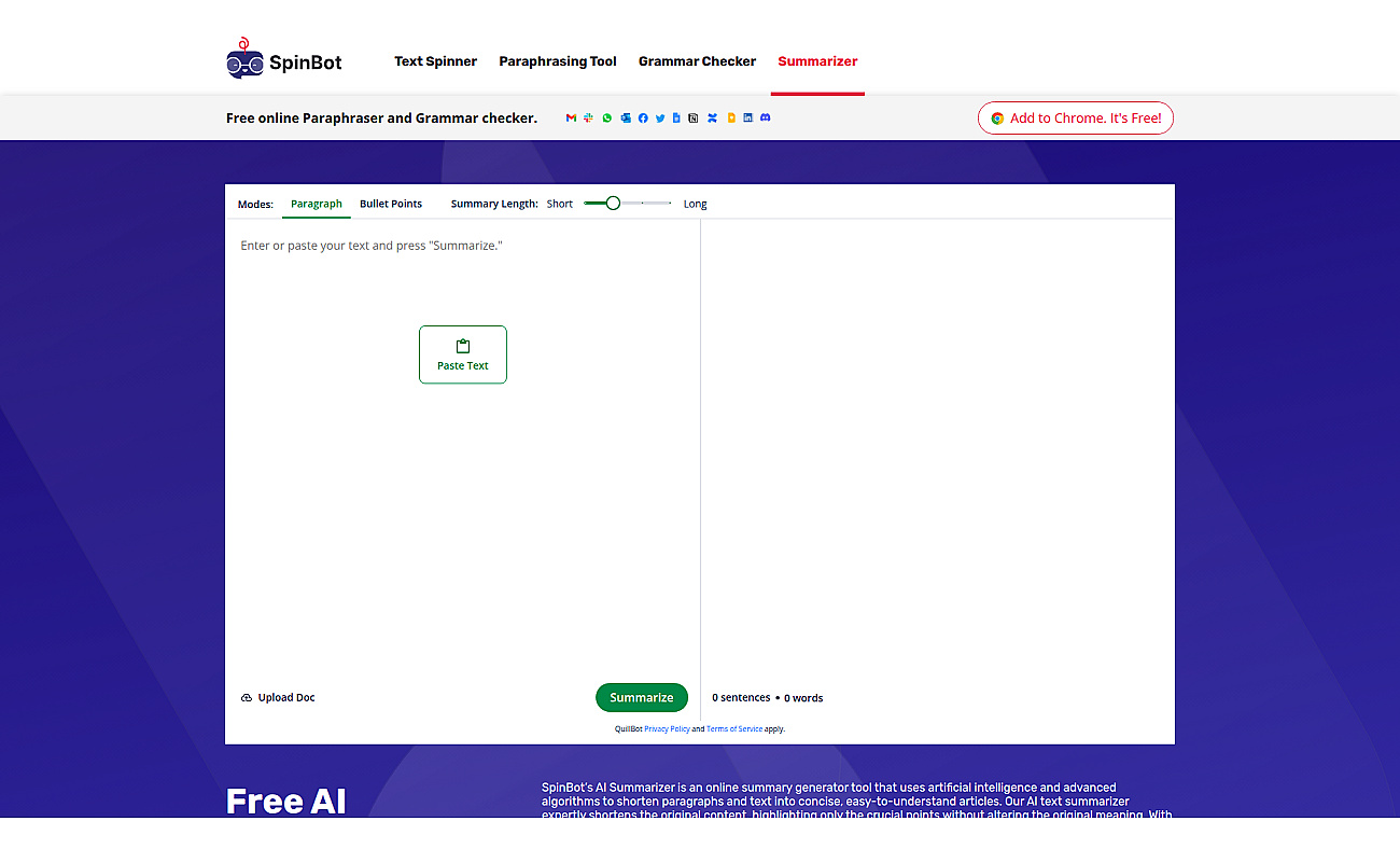 Spinbot Summarizer screenshot