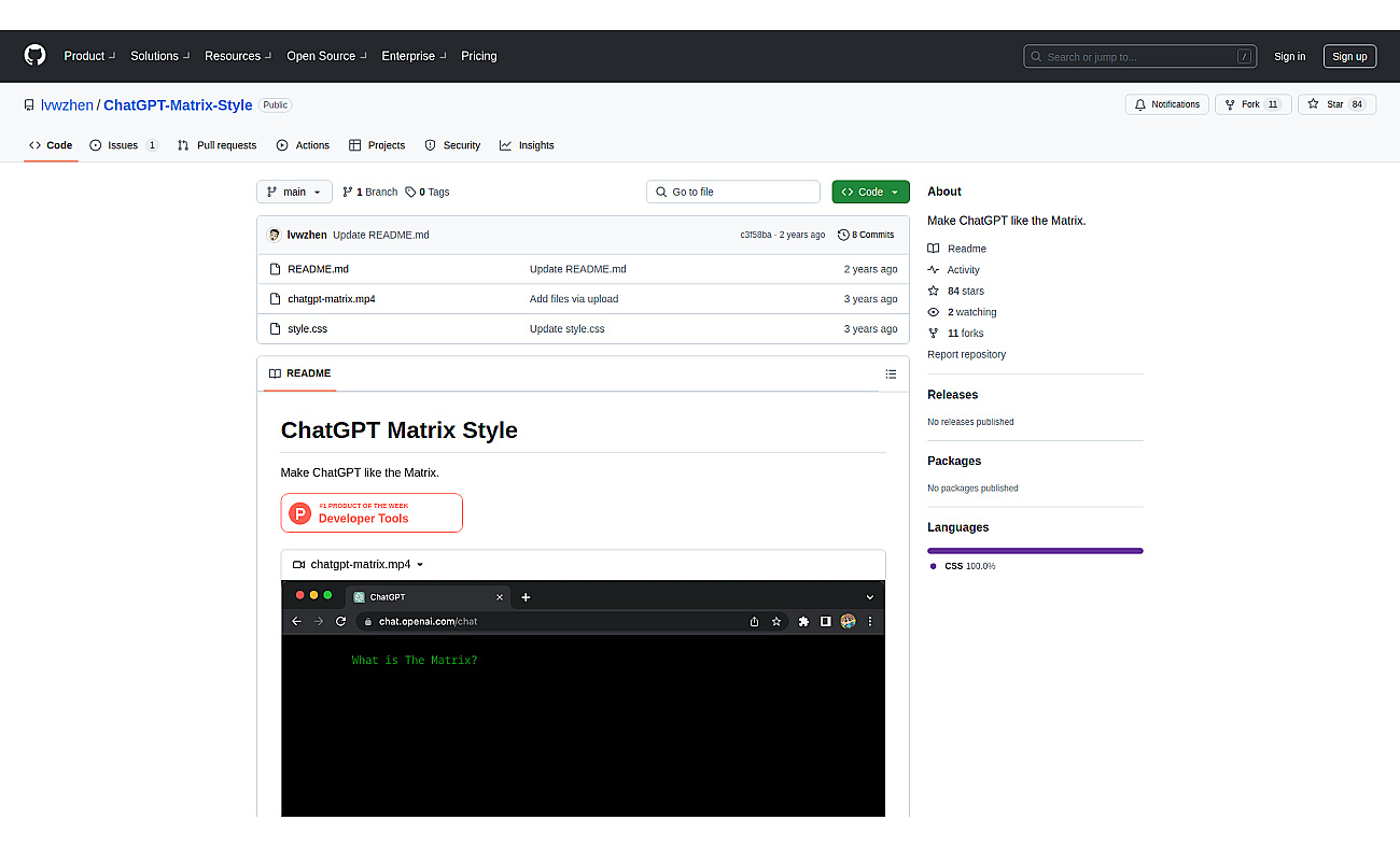 ChatGPT Matrix Style screenshot