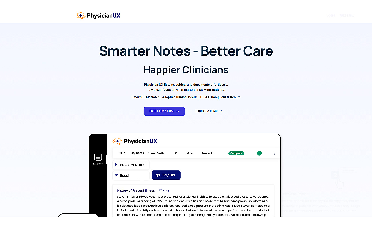 Physician UX screenshot