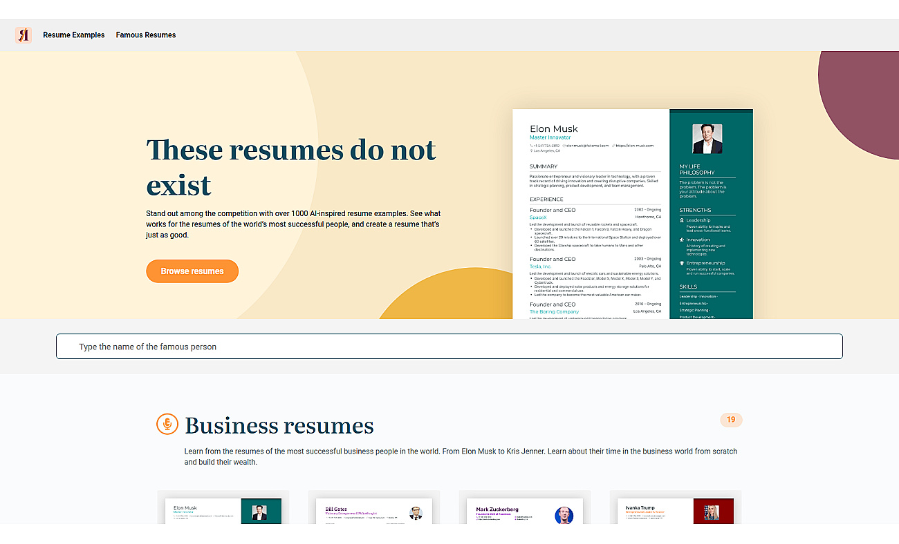This Resume Does Not Exist screenshot