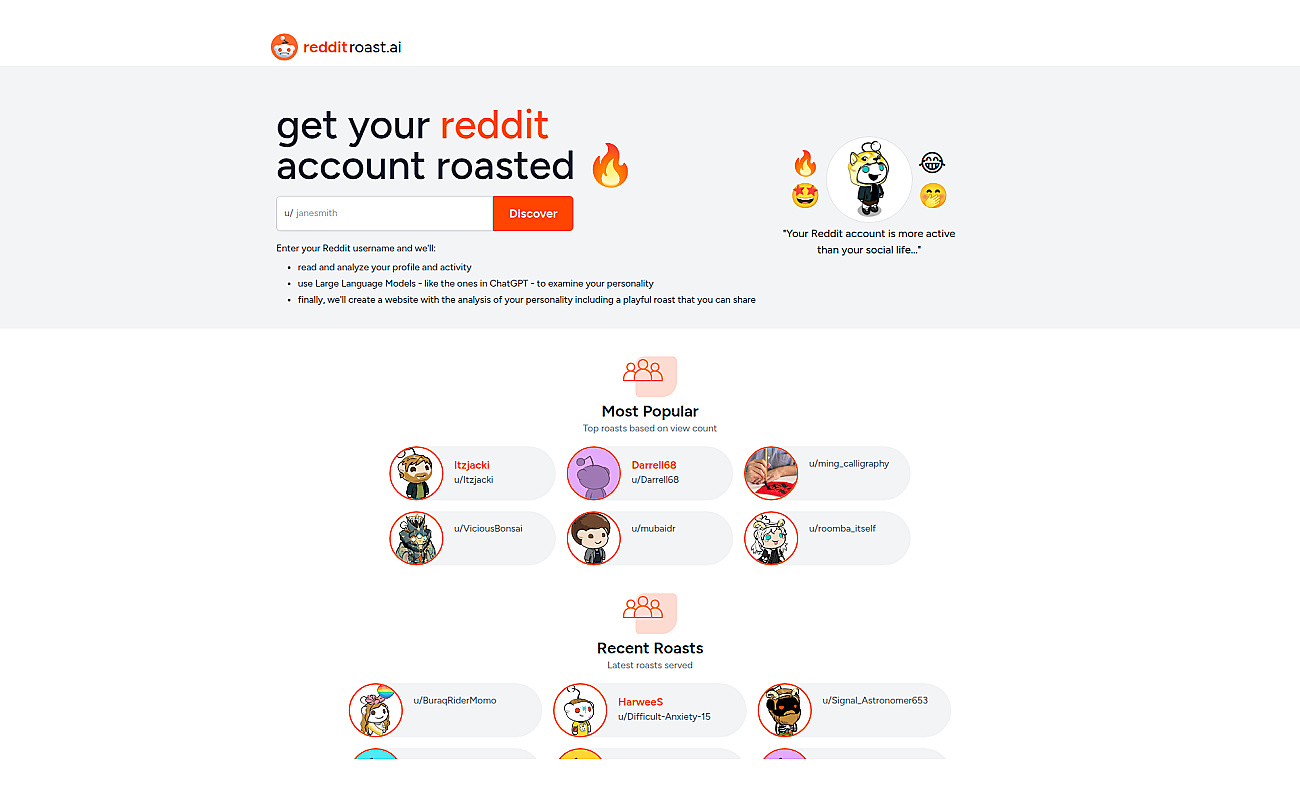 Reddit roast screenshot
