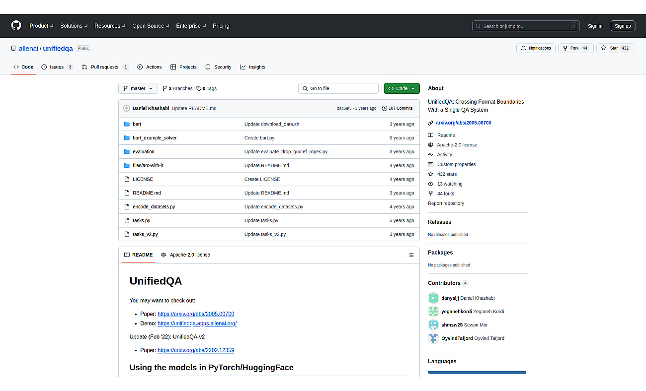 UnifiedQA screenshot