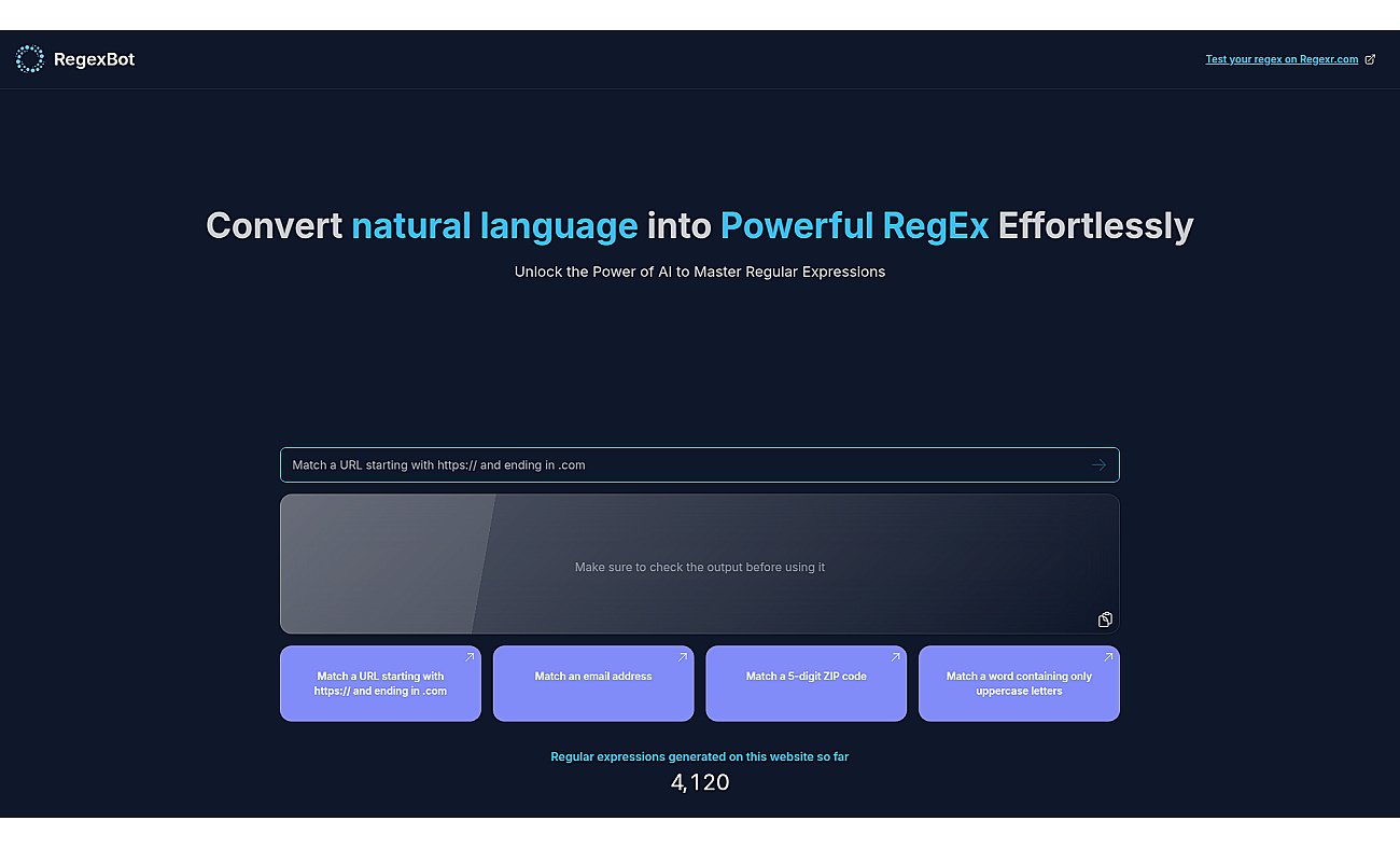 RegexBot screenshot