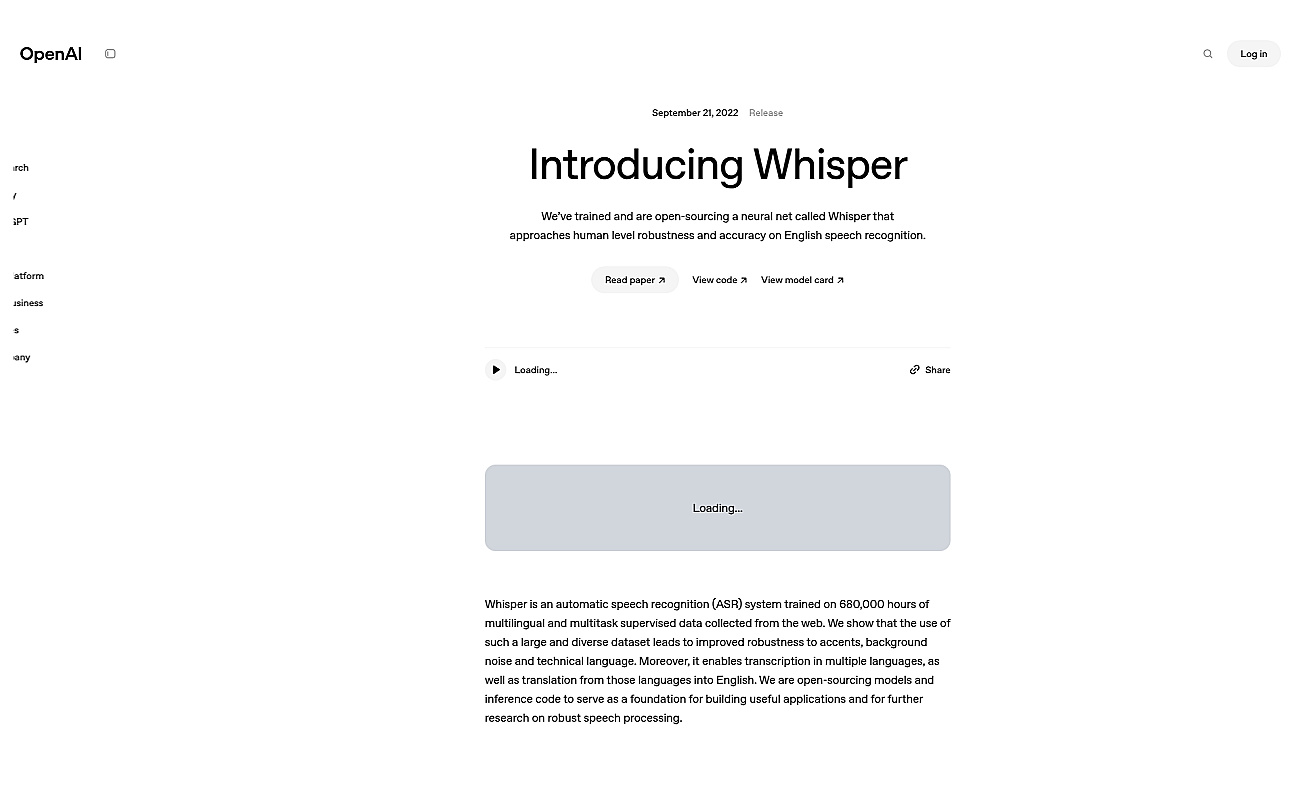 Whisper by OpenAI screenshot