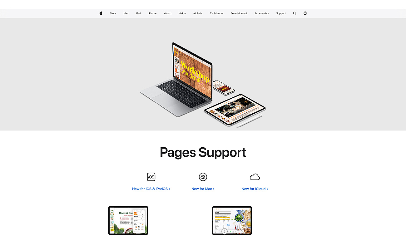 Pages screenshot