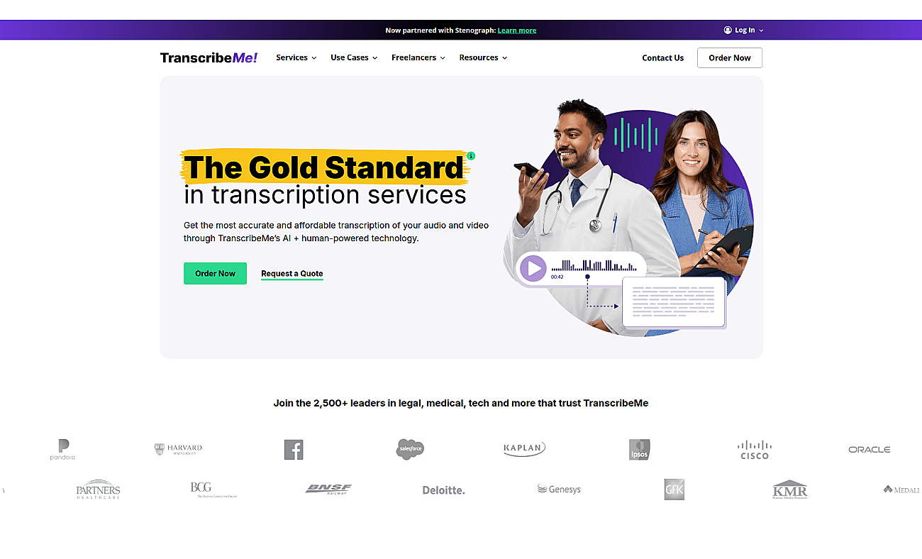 TranscribeMe.com screenshot