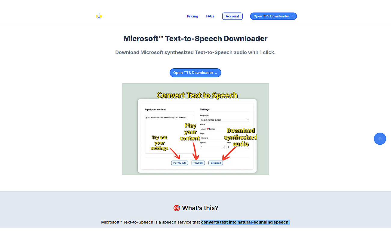 Ms text-to-speech downloader screenshot