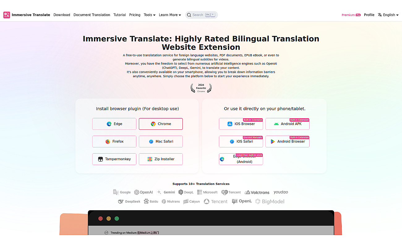 Immersive Translate screenshot