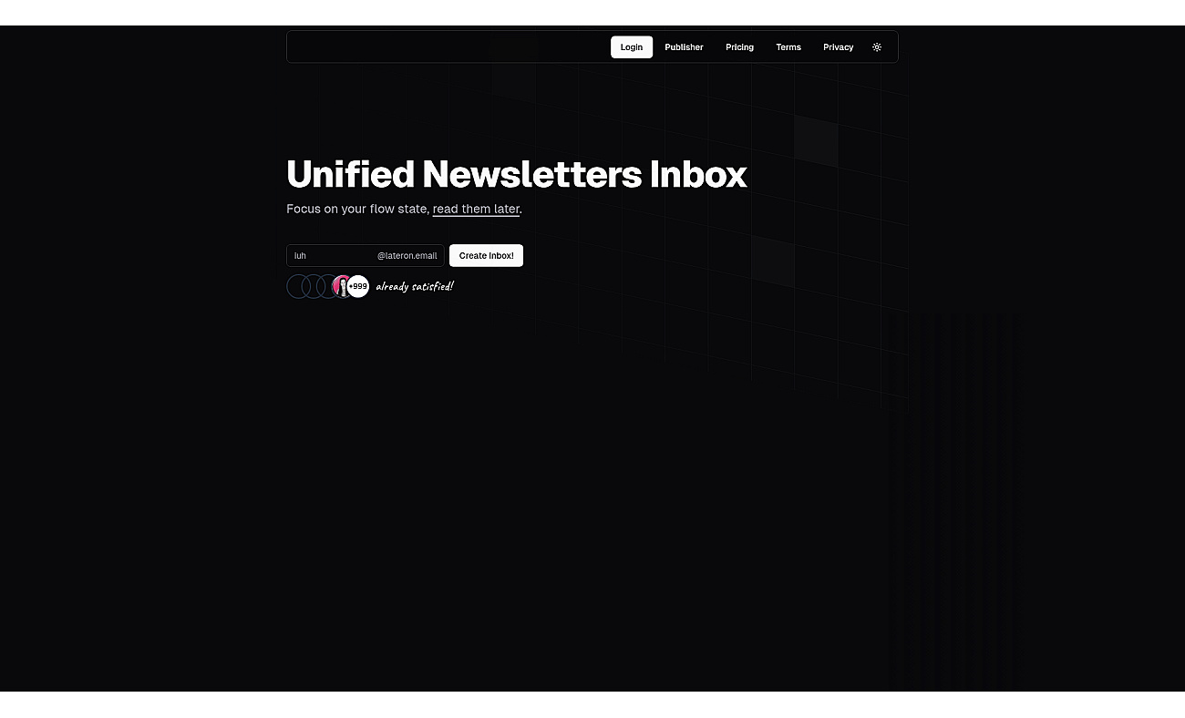 Lateron.email screenshot