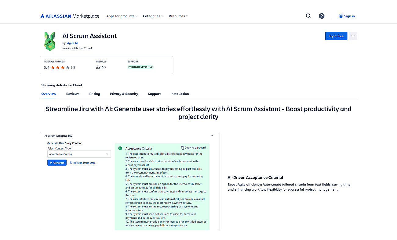 AI Scrum Assistant screenshot