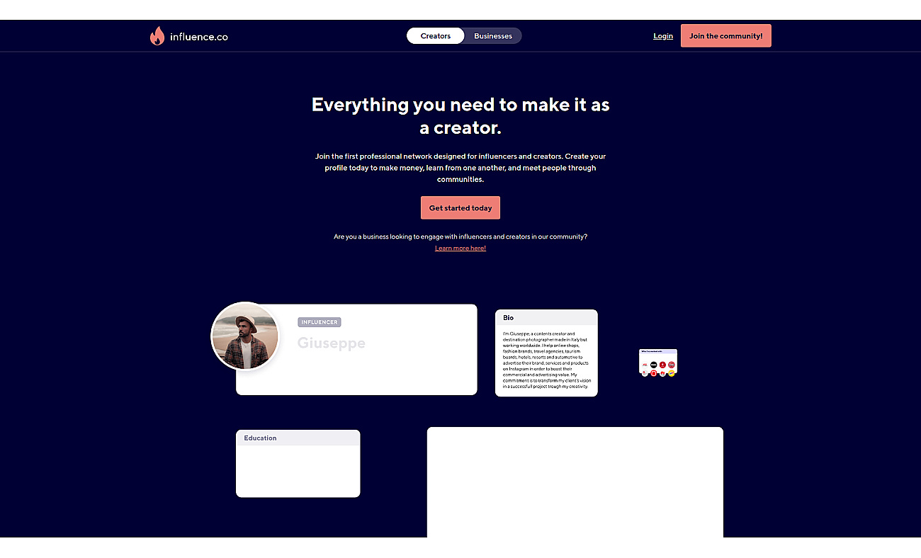 Influence.co screenshot