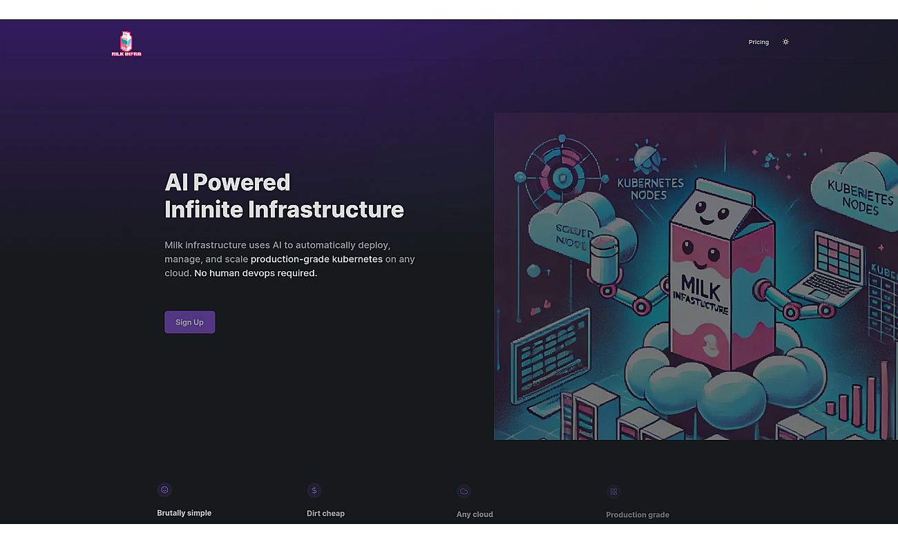 Milk infrastructure screenshot