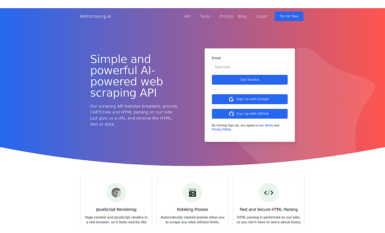 Webscraping.ai screenshot