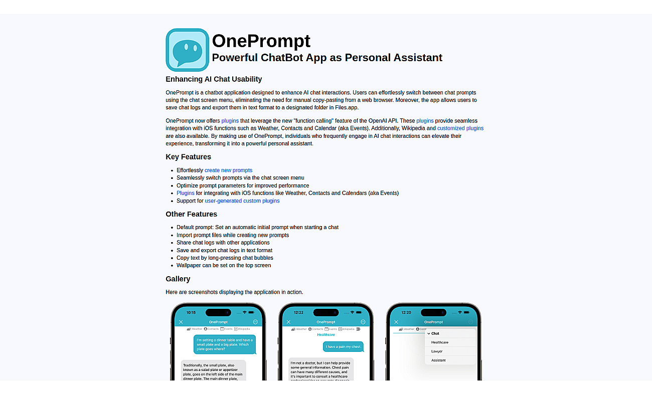 OnePrompt screenshot