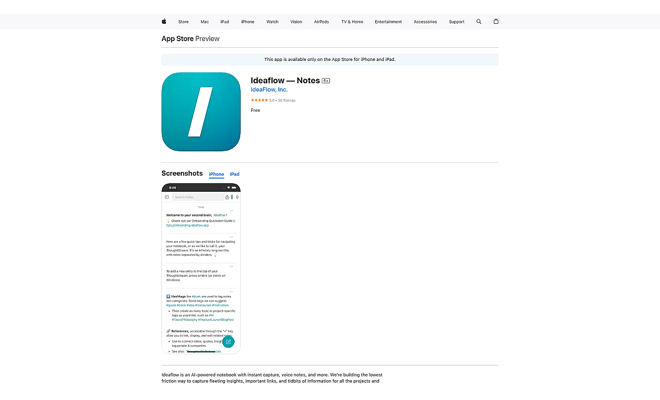 Ideaflow  Notes screenshot