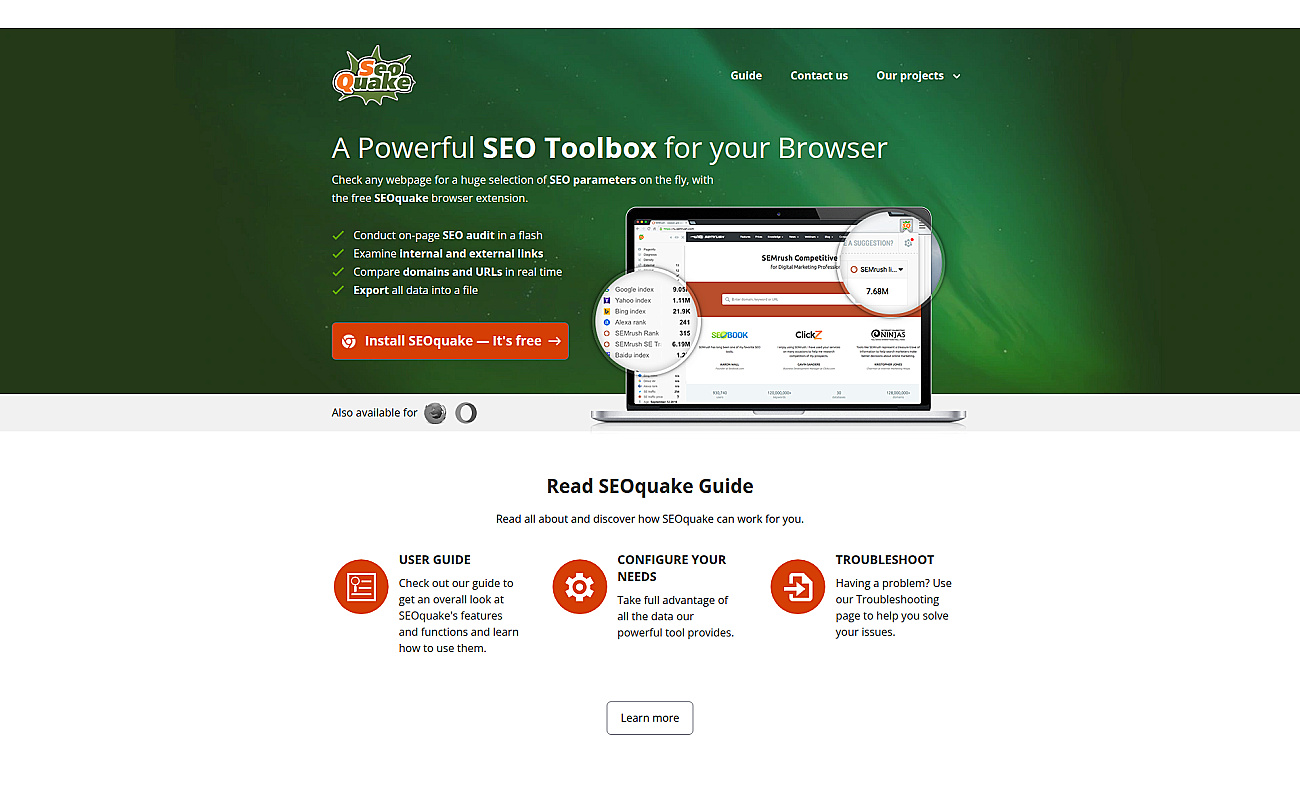 SEOquake screenshot